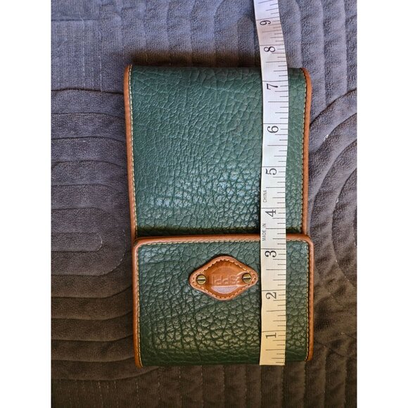 Vintage Esprit Wristlet Trifold Clutch Wallet Green Brown Faux Leather - Picture 5 of 5
